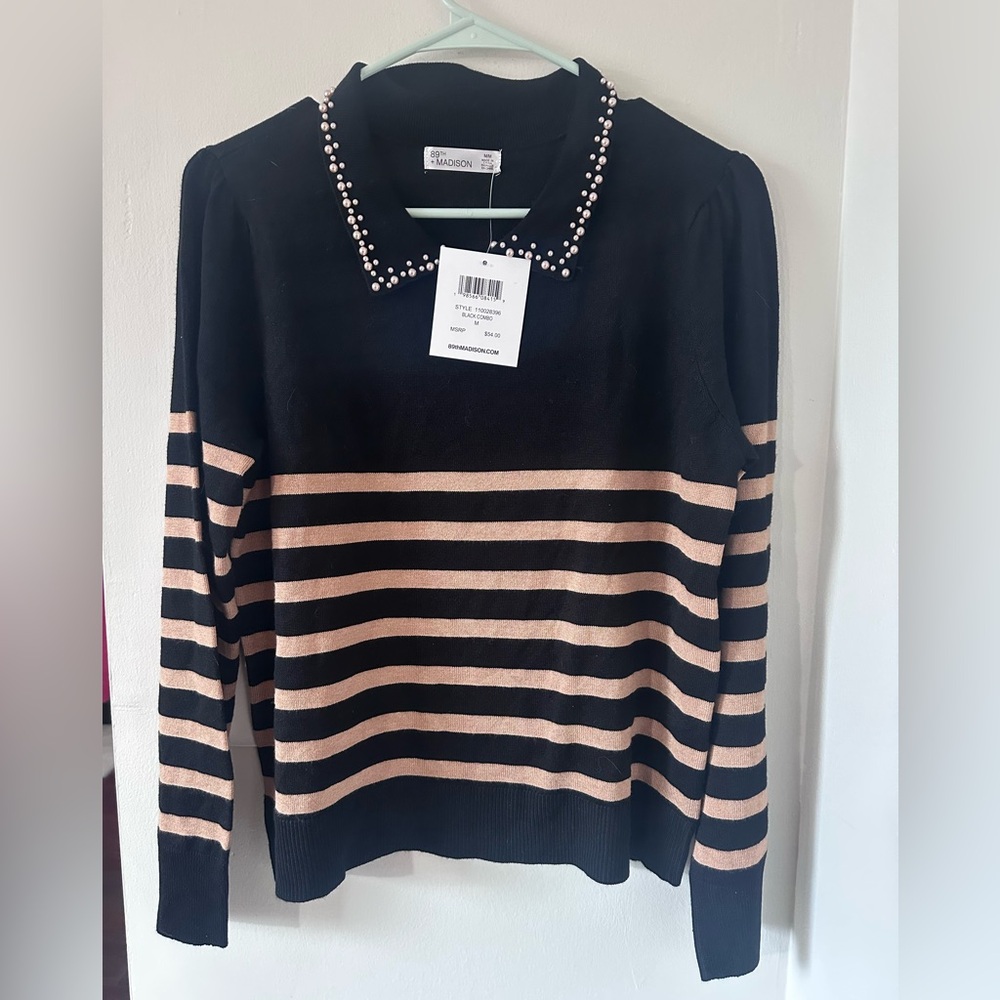 89th + Madison Pearl Collar Striped Sweater – NWT